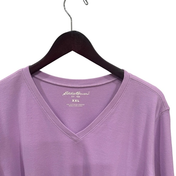 EDDIE BAUER Women's Lavender V-Neck 3/4 Sleeve Pullover Sweatshirt Size XXL - Picture 3 of 10